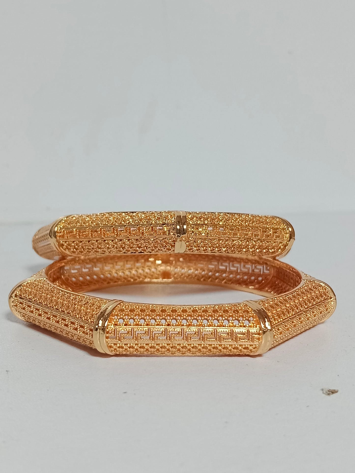 Elegant Gold-polish Bangles – Pair size 2.8
