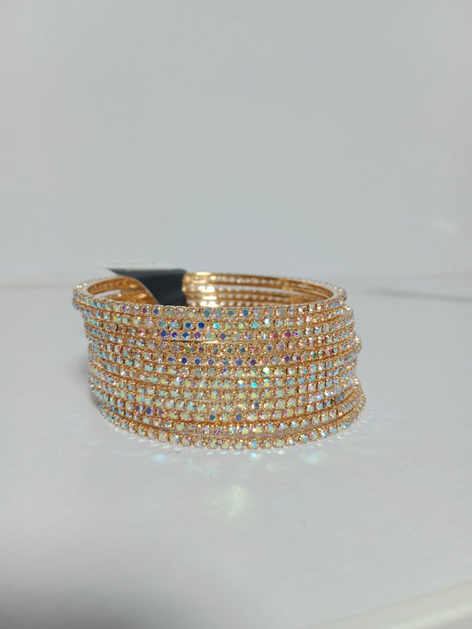 Gold-polish multi stone Bangles