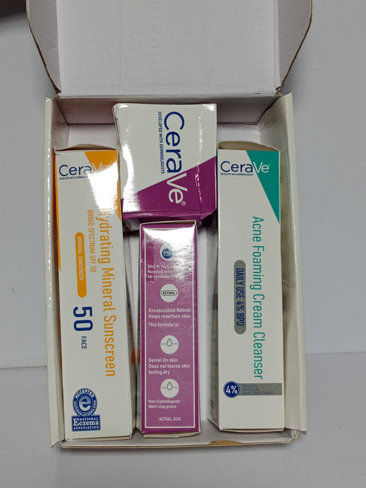 4-in-1 Skincare Set: Night Cream, Retinol Serum, Acne Foaming Cleanser & Hydrating Mineral Sunscreen”