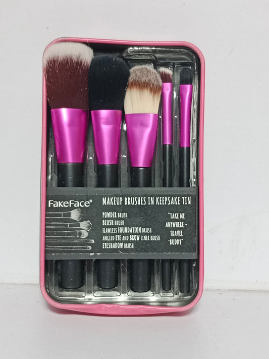 Face Makeup Brush Set (5 Pieces) with Pink Case