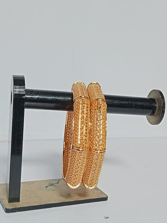 Elegant Gold-polish Bangles – Pair size 2.8