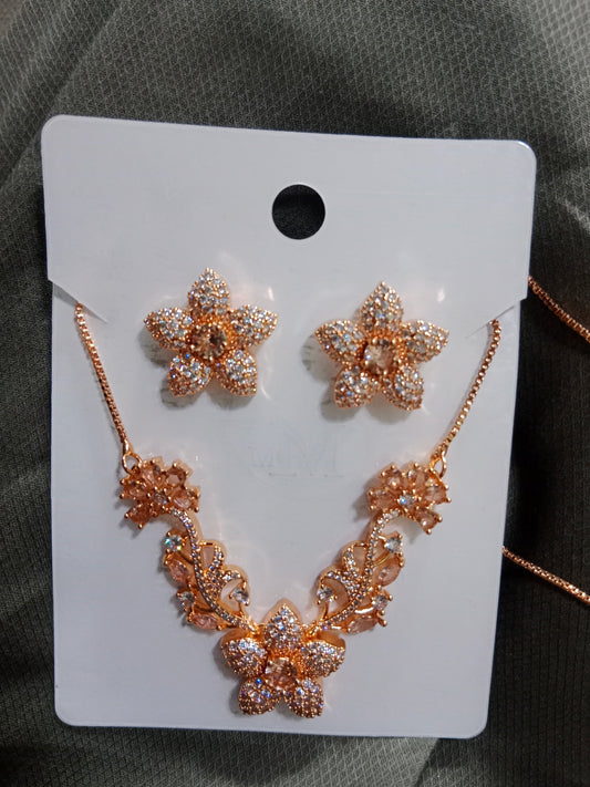 Locket necklace set-Gold polish