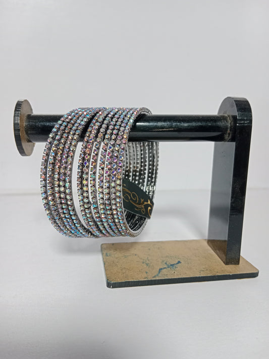 Black-multi stone Bangles