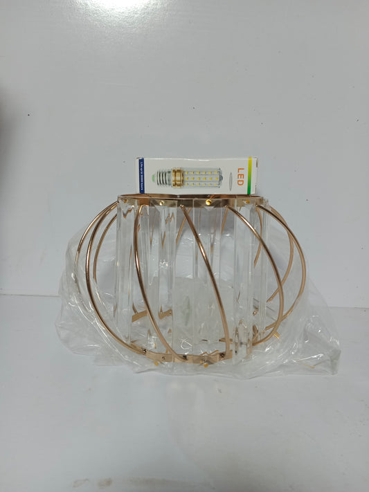 LED Wall Light with Crystal & Gold Cage Design