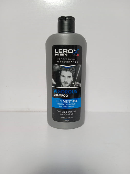 Lerox Men Vigorous Shampoo Icey Menthol 300g – Anti-Dandruff with Caffeine & Tea Tree Extract