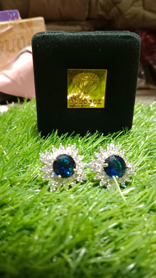 Silver Earrings blue stone